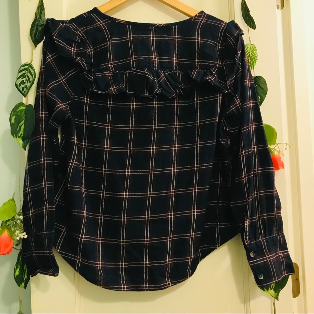 Madewell Ruffle Button Down Plaid Longsleeve Top - image 5